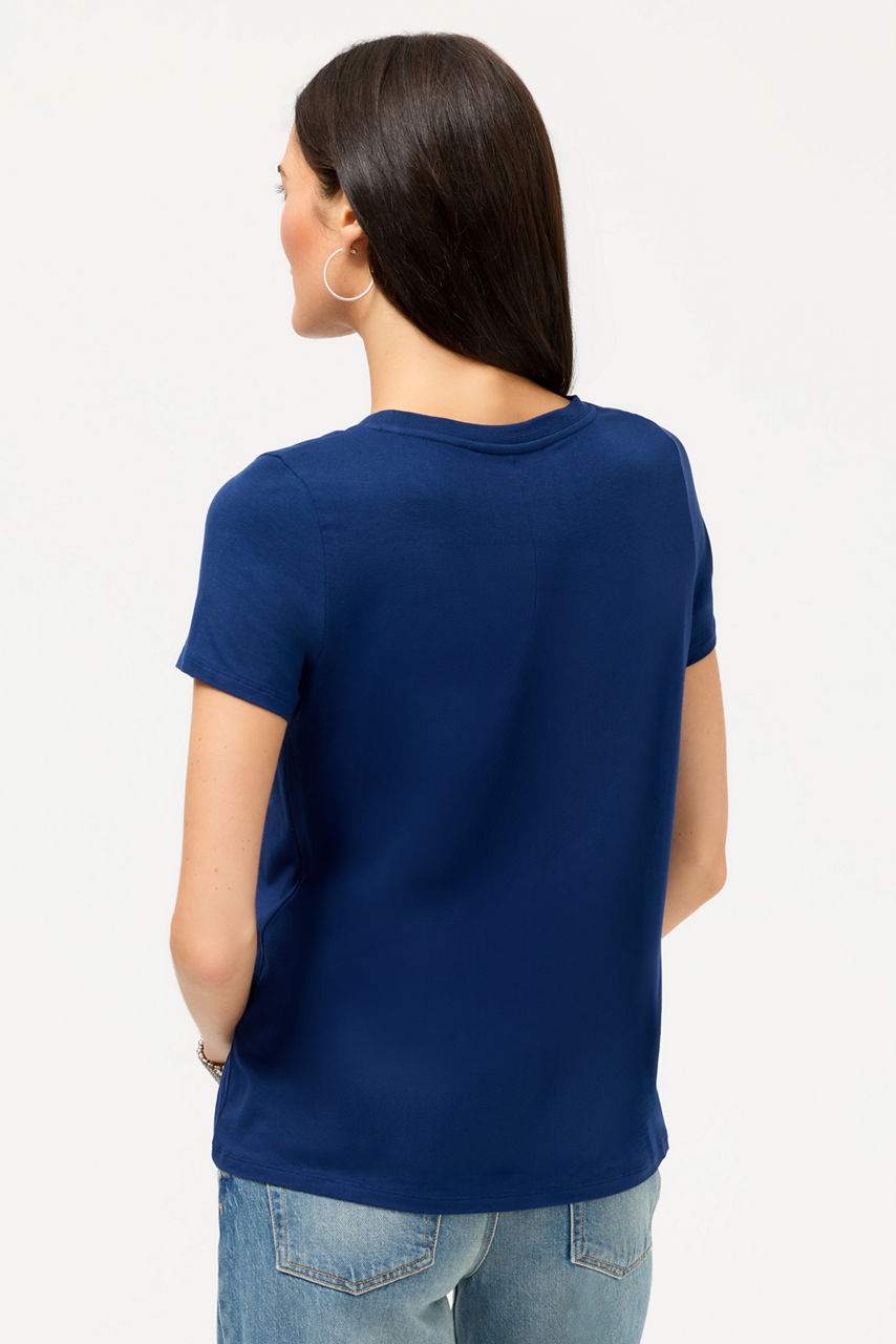 ESSENTIALS SHORT SLEEVE PLEAT BACK CREW NECK, , large image 4