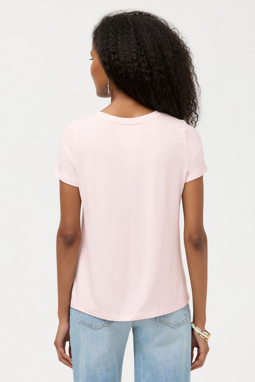 ESSENTIALS SHORT SLEEVE PLEAT BACK CREW NECK, , large image 3