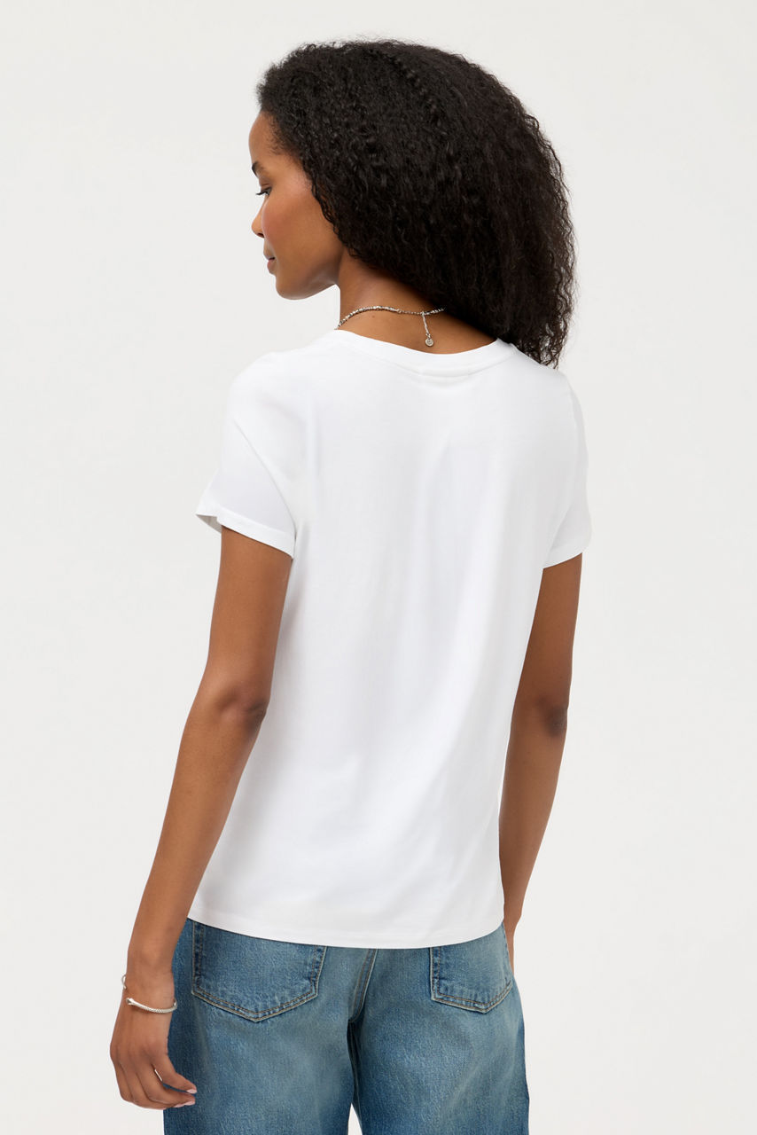 ESSENTIALS SHORT SLEEVE PLEAT BACK CREW NECK, , large image 3