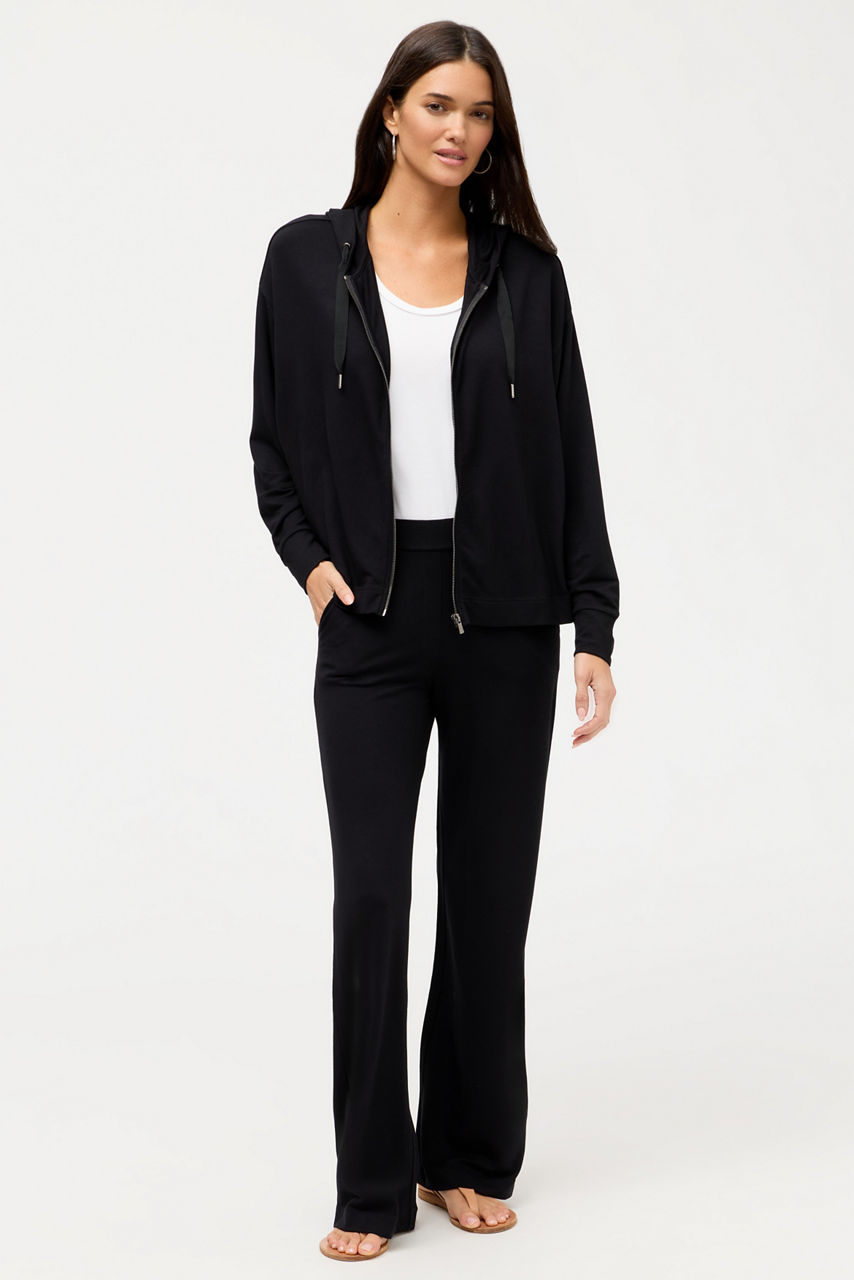 SEMI RELAXED LONG SLEEVE ZIP FRONT HOODIE, , large image 3