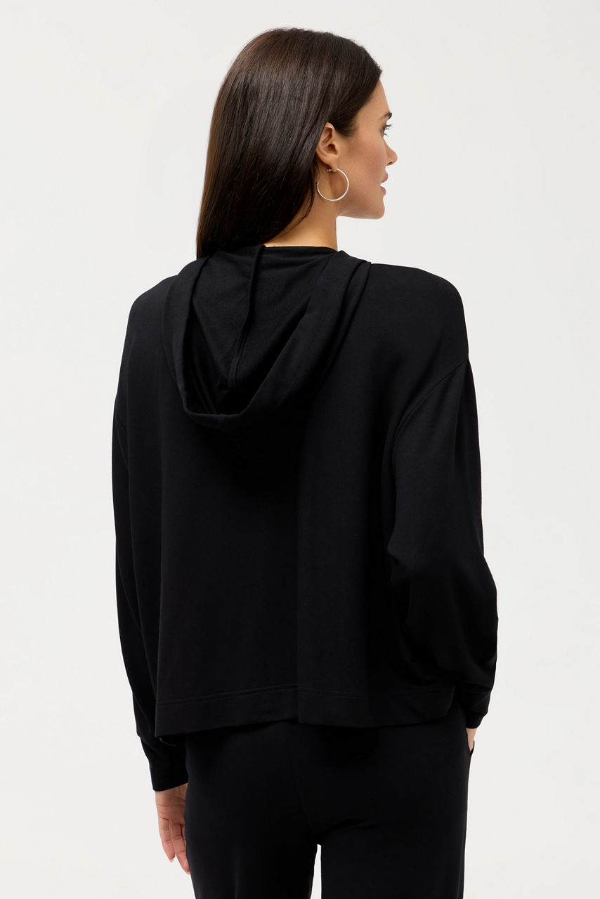 SEMI RELAXED LONG SLEEVE ZIP FRONT HOODIE, , large image 4