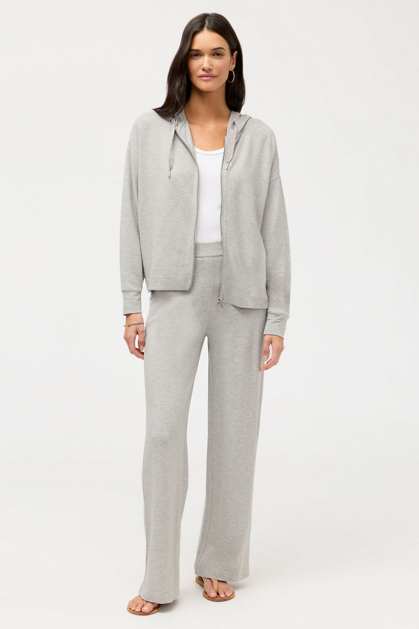 SEMI RELAXED LONG SLEEVE ZIP FRONT HOODIE, , large image 3