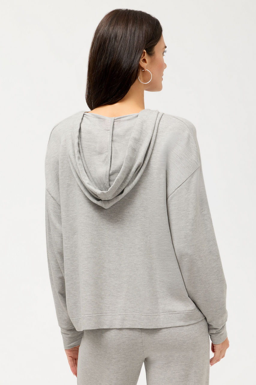 SEMI RELAXED LONG SLEEVE ZIP FRONT HOODIE, , large image 4