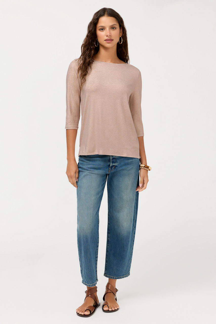 ESSENTIALS METALLIC 3/4 SLEEVE BOATNECK, , large image 3