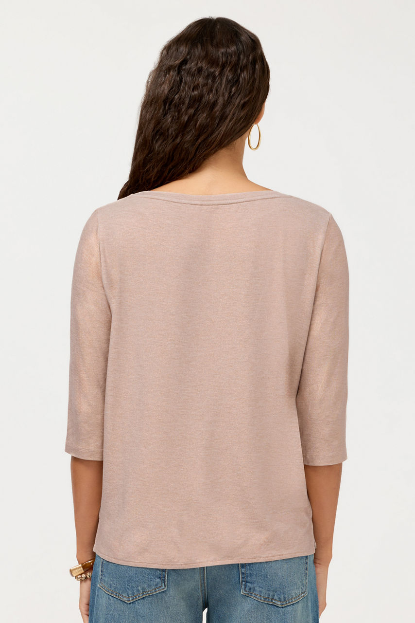 ESSENTIALS METALLIC 3/4 SLEEVE BOATNECK, , large image 4