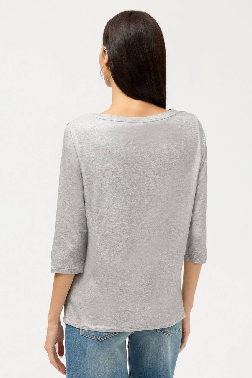 ESSENTIALS METALLIC 3/4 SLEEVE BOATNECK, , large image 3