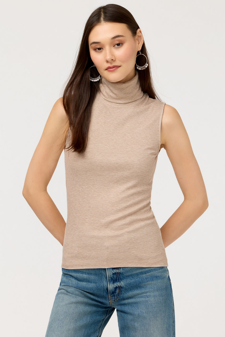 ESSENTIALS SOFT TOUCH METALLIC SLEEVELESS TURTLENECK, , large image 2