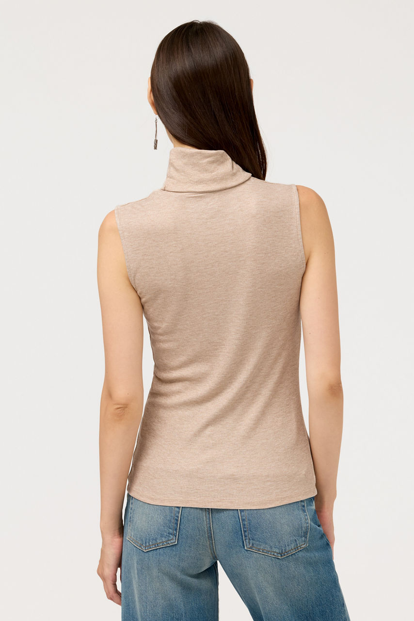 ESSENTIALS SOFT TOUCH METALLIC SLEEVELESS TURTLENECK, , large image 4