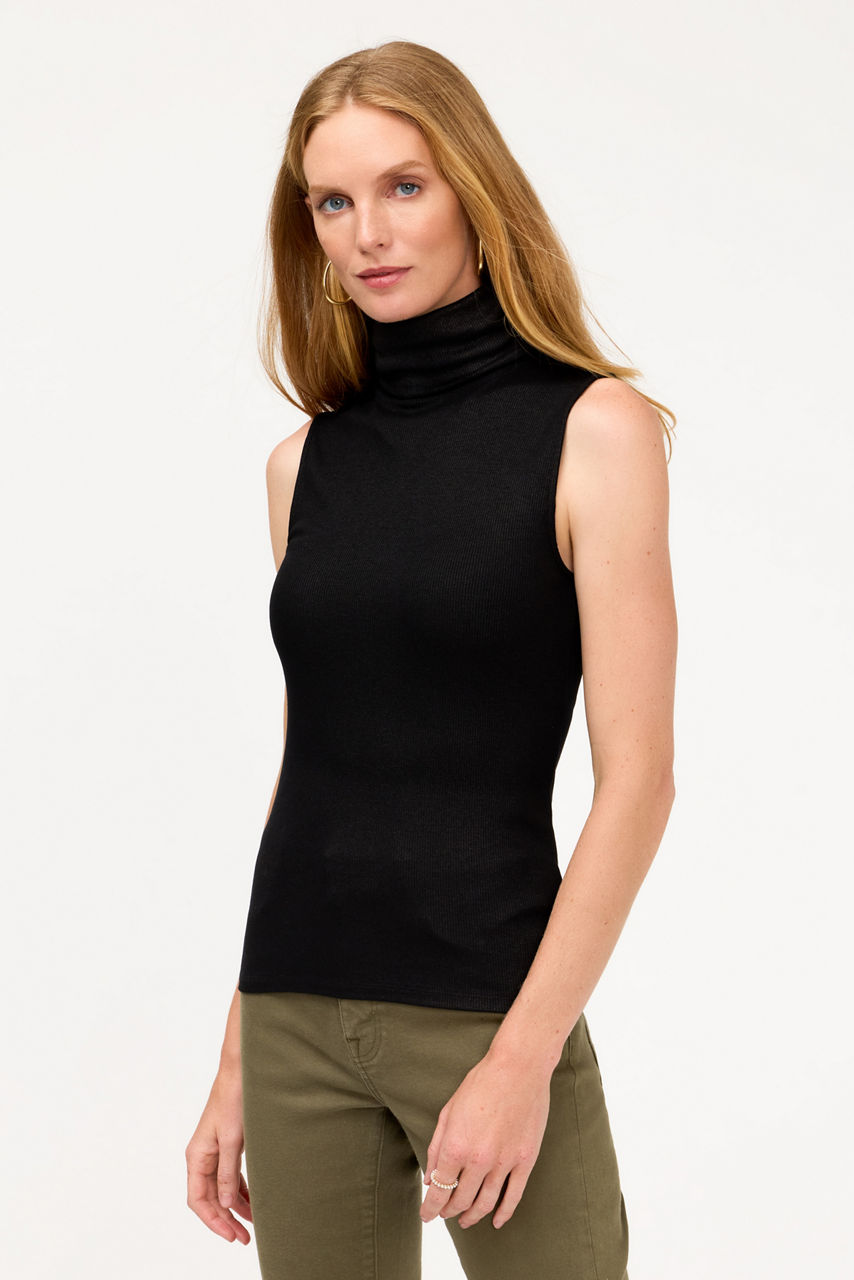 ESSENTIALS SOFT TOUCH METALLIC SLEEVELESS TURTLENECK, , large image 1