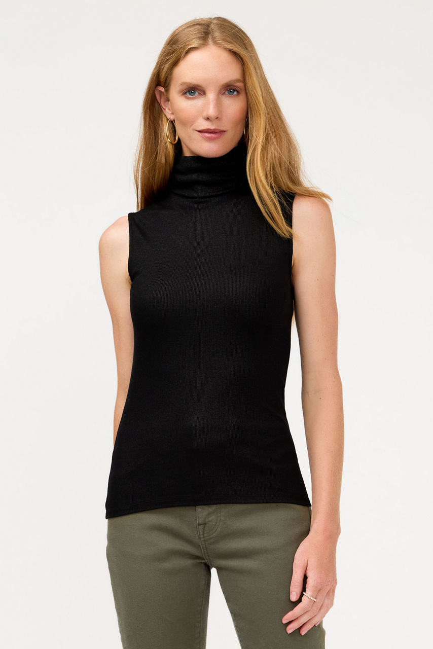 ESSENTIALS SOFT TOUCH METALLIC SLEEVELESS TURTLENECK, , large image 2