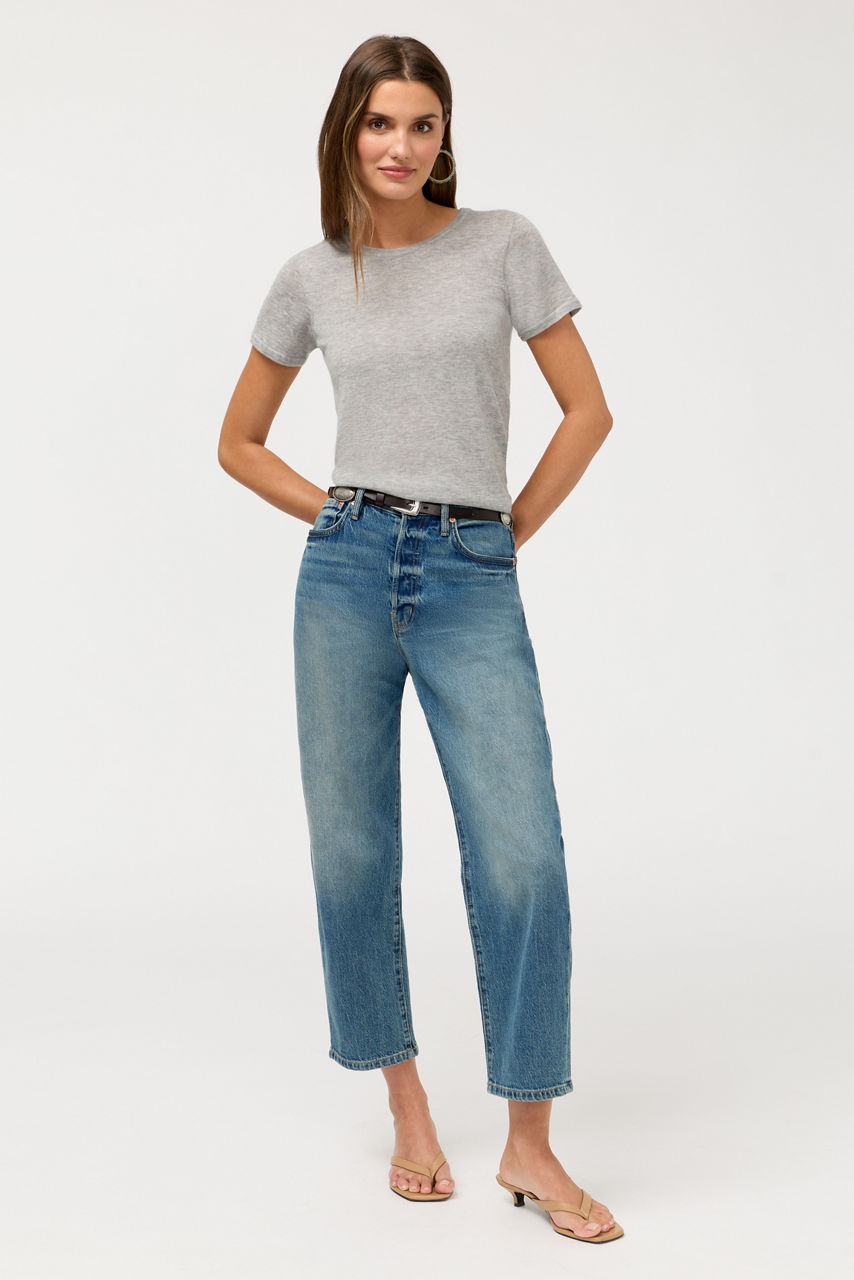 100%  MACHINE WASHABLE CASHMERE SHORT SLEEVE CREWNECK, , large image 2