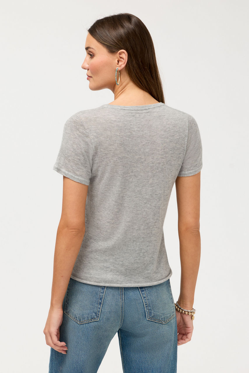 100%  MACHINE WASHABLE CASHMERE SHORT SLEEVE CREWNECK, , large image 4
