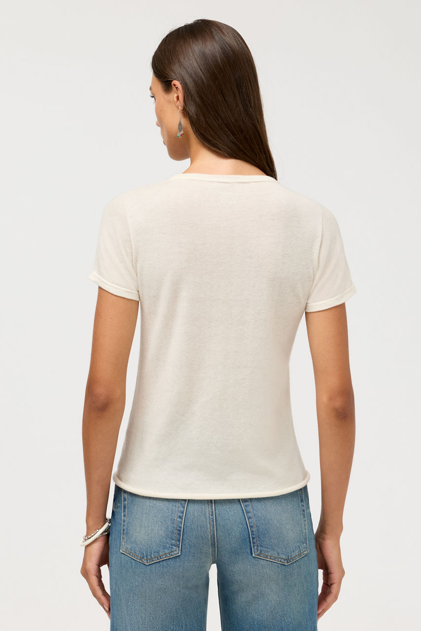 100%  MACHINE WASHABLE CASHMERE SHORT SLEEVE CREWNECK, , large image 3