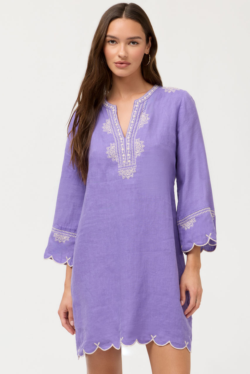 LINEN SCALLOP DRESS, , large image 1