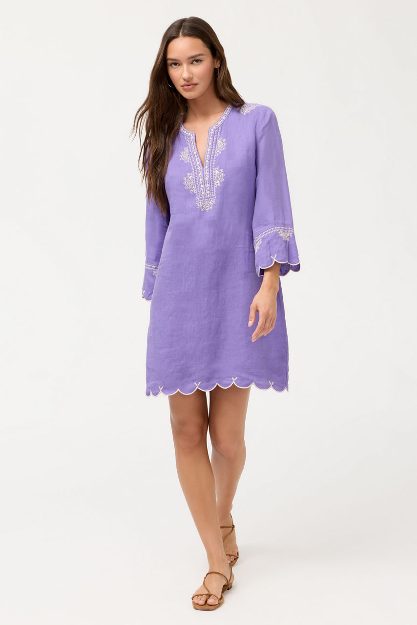 LINEN SCALLOP DRESS, , large image 2