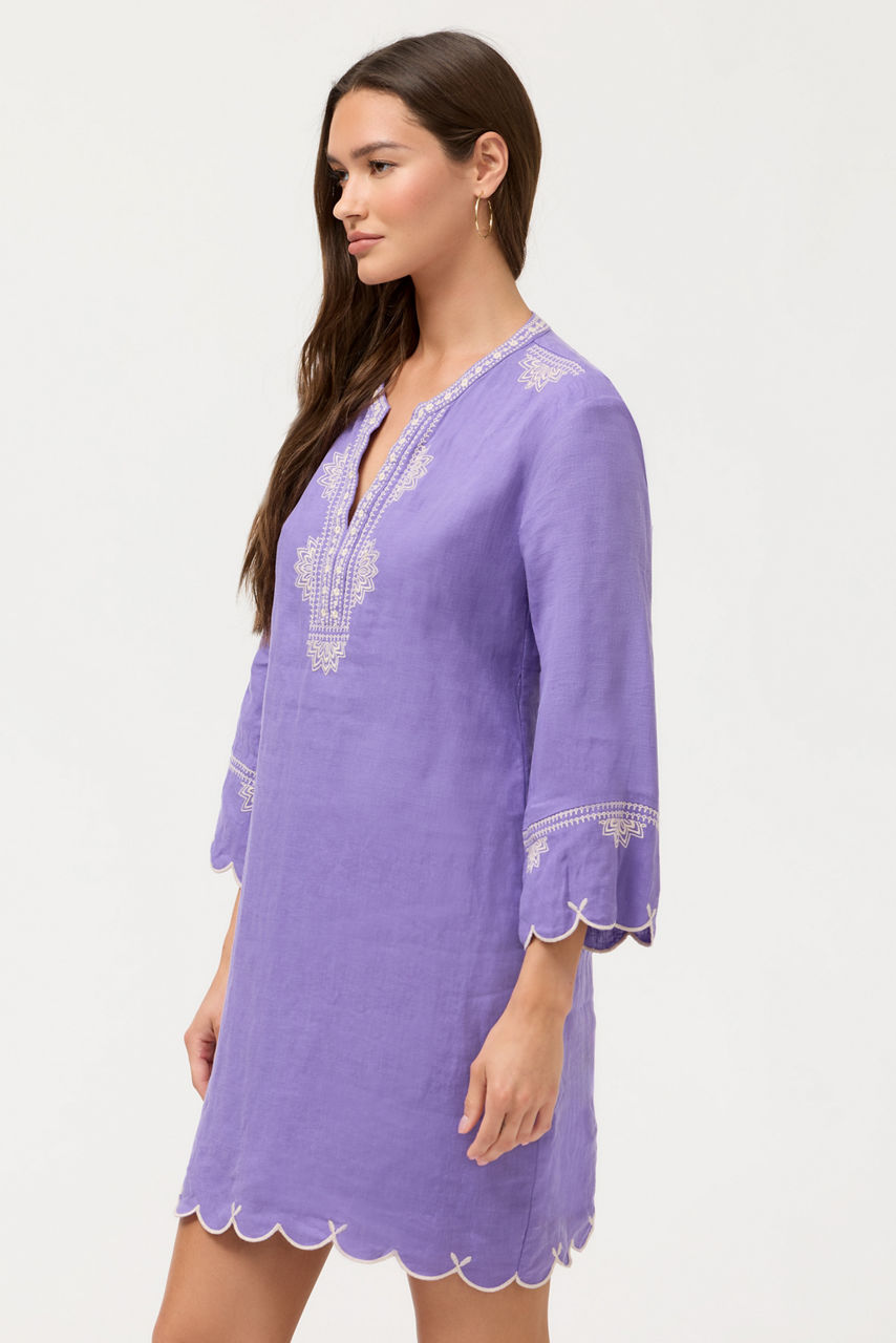 LINEN SCALLOP DRESS, , large image 3