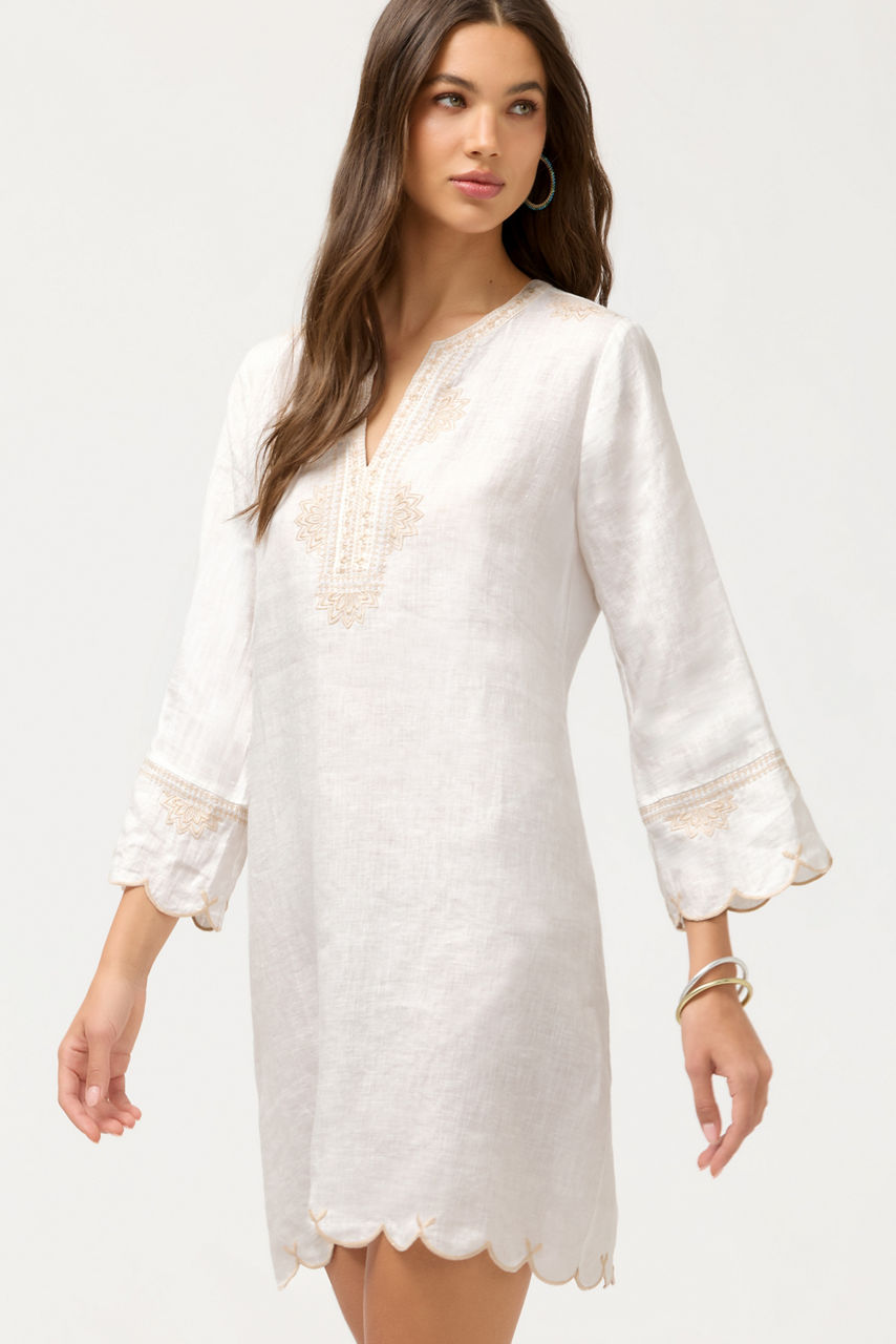 LINEN SCALLOP DRESS, , large image 1