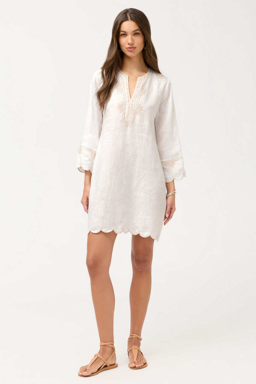 LINEN SCALLOP DRESS, , large image 2