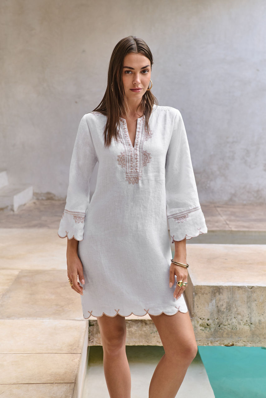 LINEN SCALLOP DRESS, , large image 4