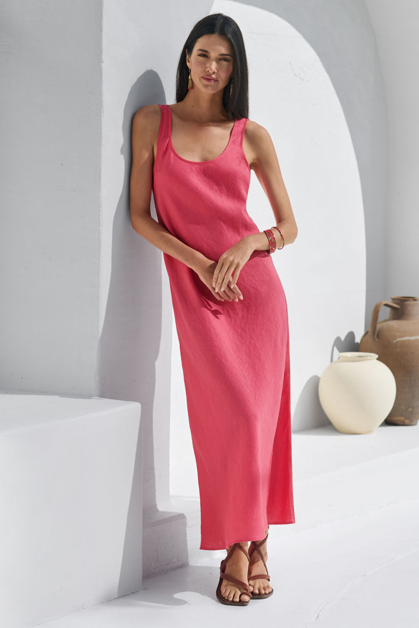 LINEN BIAS TANK DRESS, , large image 5