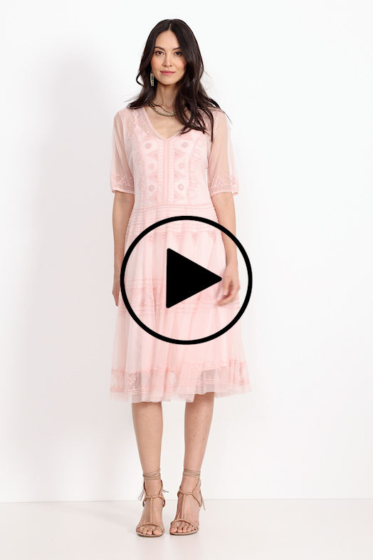 MEZZA BEADED MESH DRESS, , large video