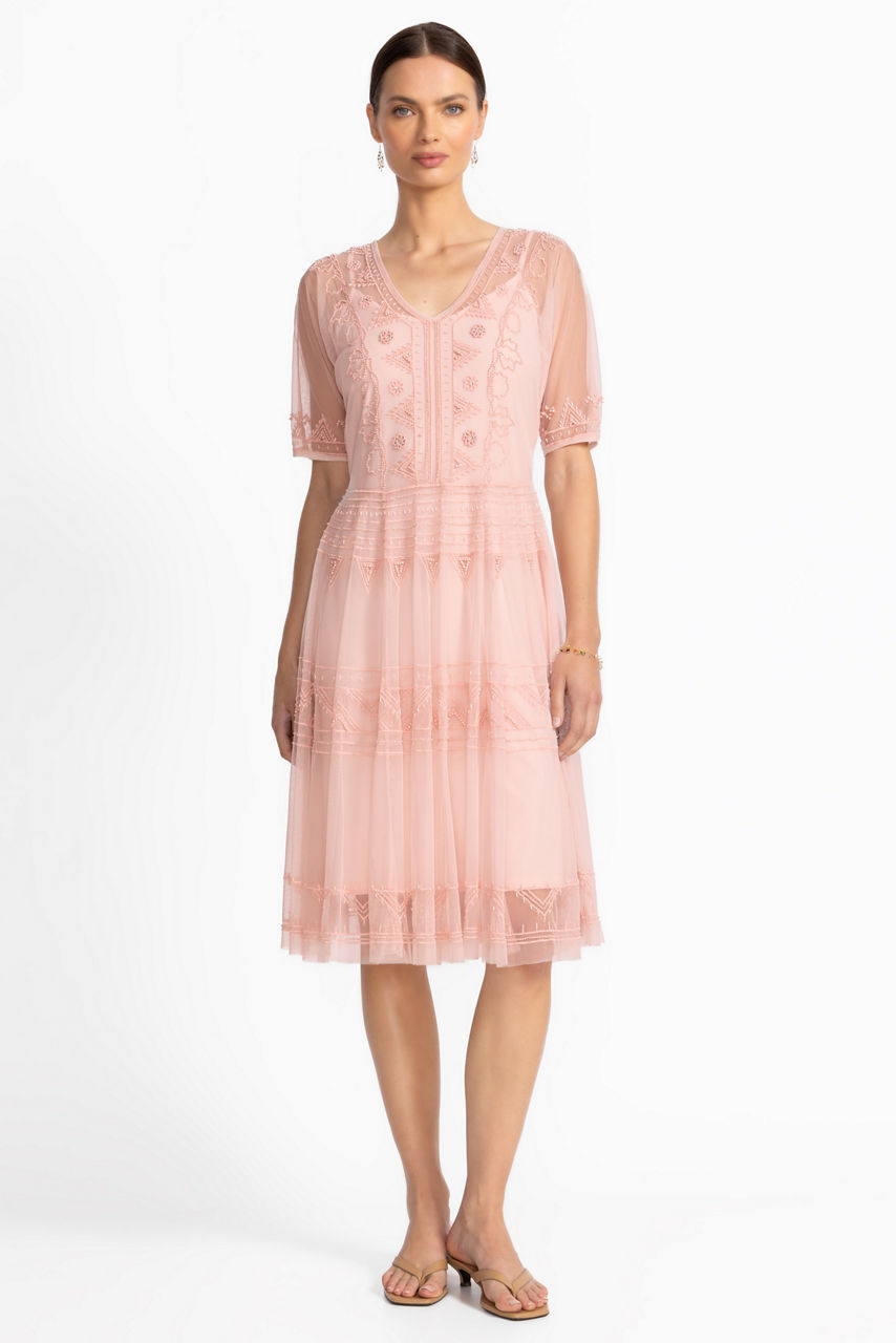 MEZZA BEADED MESH DRESS