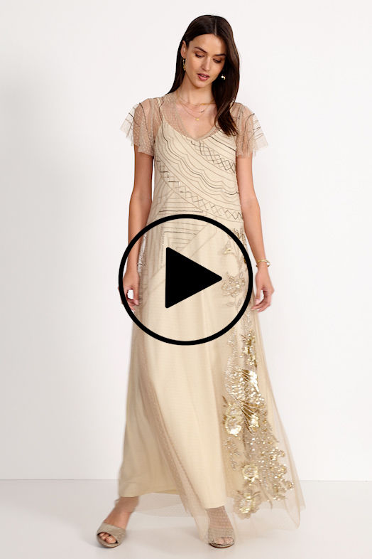 AMERYS SEQUIN MESH DRESS, , large video