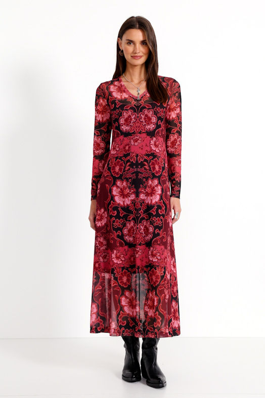 【新品タグ付】Philosophy Floral Long Dress red Red Floral Loren Dress - Coco Fennell