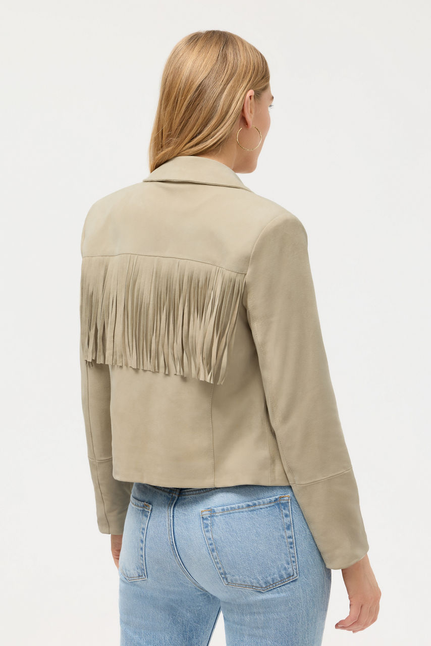 CROPPED FRINGE ITALIAN SUEDE JACKET, , large image 3