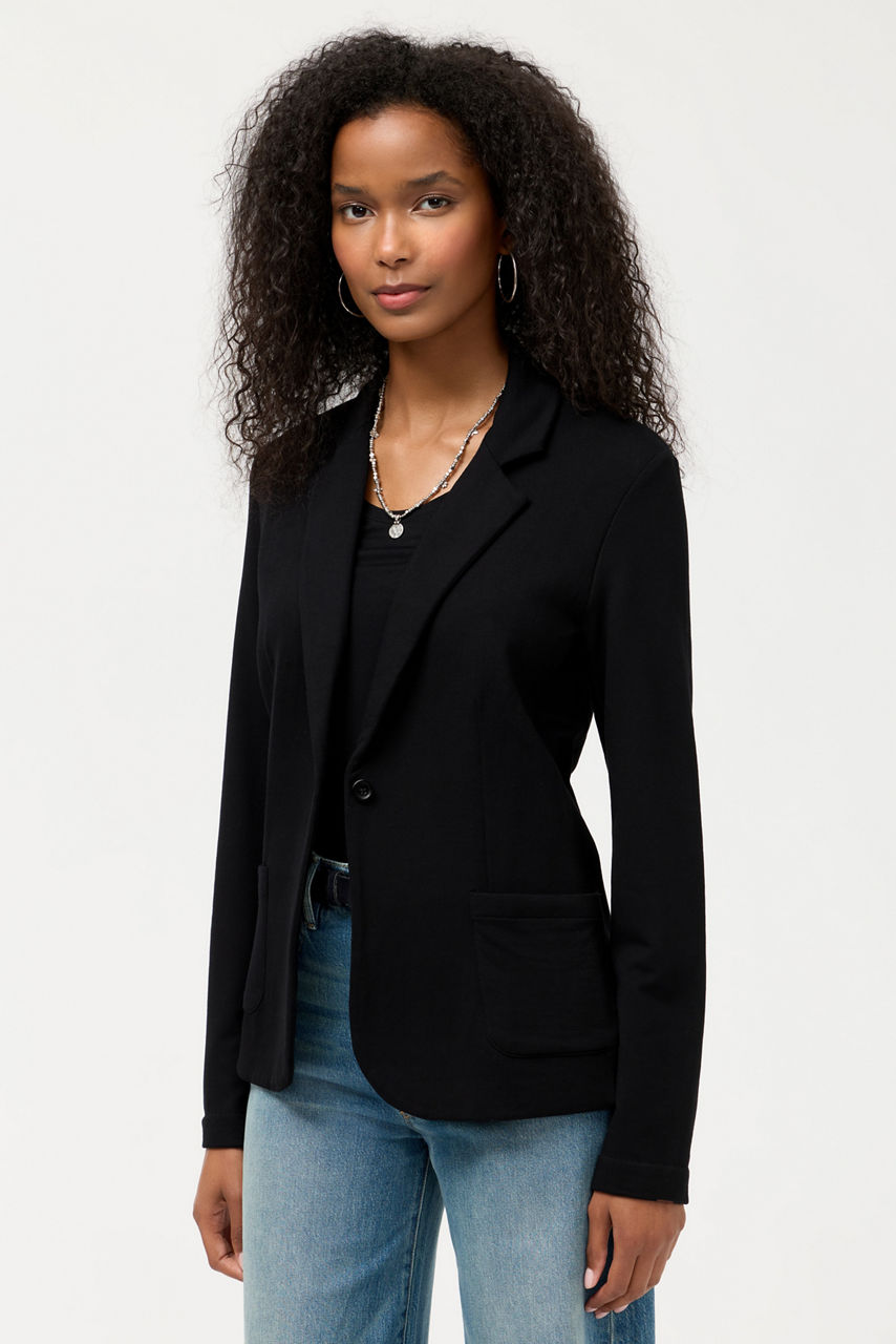ESSENTIALS FRENCH TERRY ONE BUTTON BLAZER, , large image 1