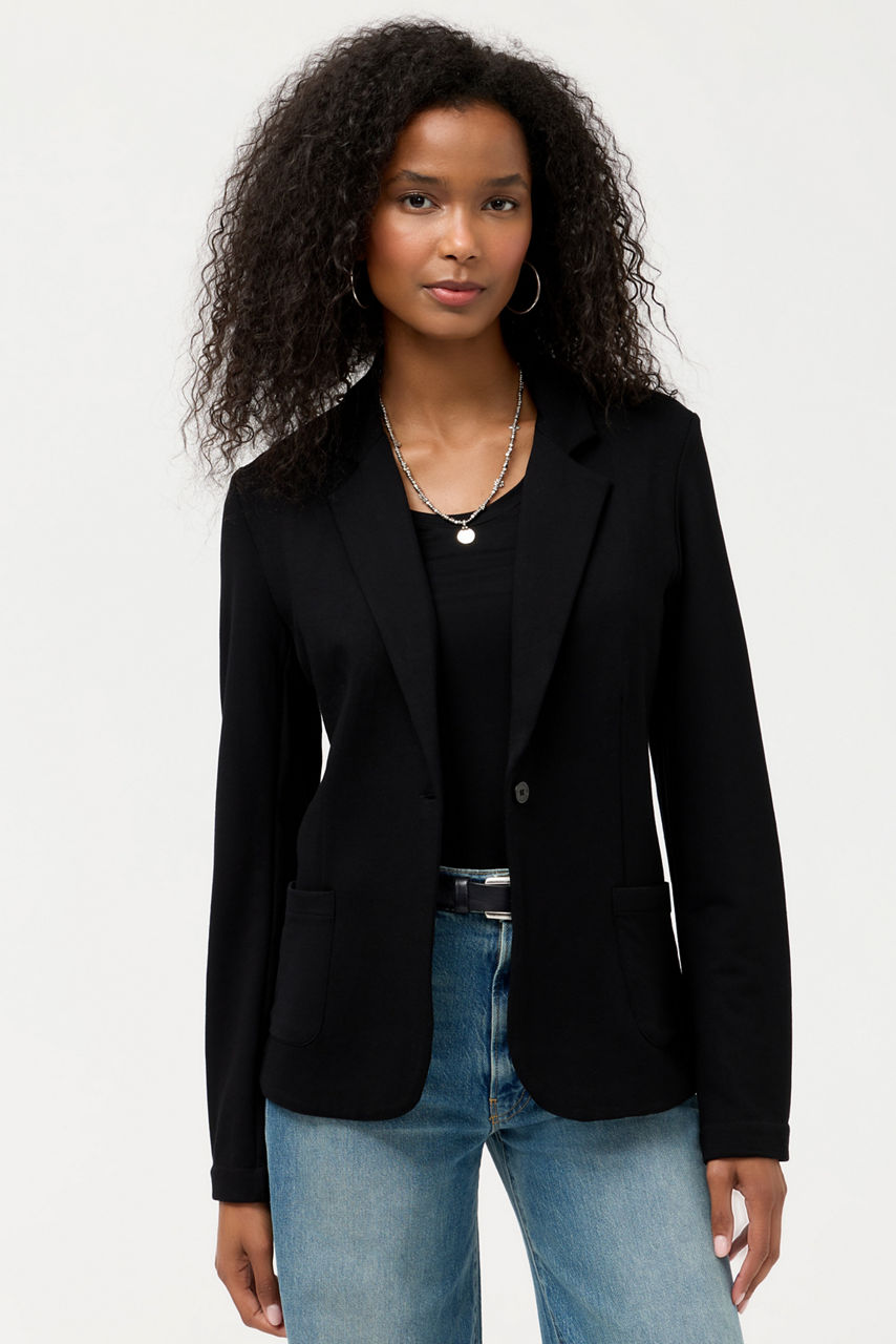 ESSENTIALS FRENCH TERRY ONE BUTTON BLAZER, , large image 2