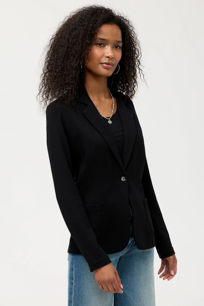 ESSENTIALS FRENCH TERRY ONE BUTTON BLAZER, , large image 3