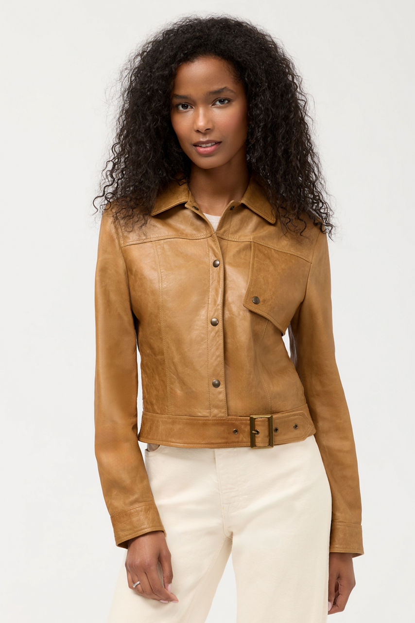 ITALIAN LEATHER BUCKLE JACKET, , large image 1