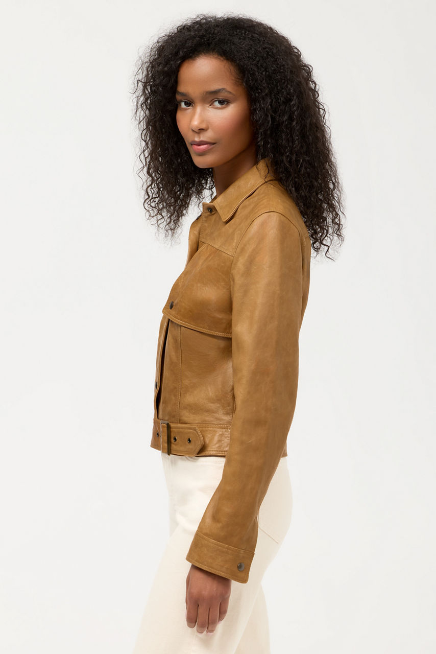 ITALIAN LEATHER BUCKLE JACKET, , large image 3