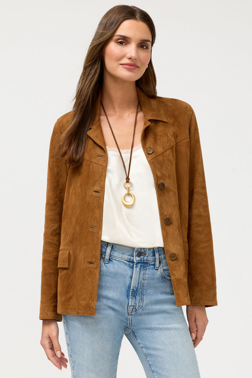 DIAMOND LASER ITALIAN SUEDE JACKET, , large image 3