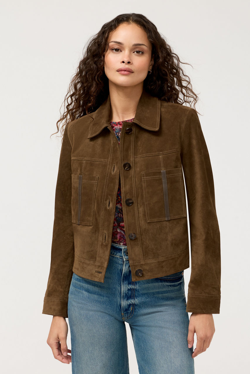 PATCH POCKET SUEDE CROPPED JACKET, , large image 1