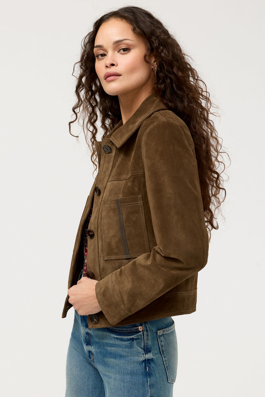 PATCH POCKET SUEDE CROPPED JACKET, , large image 2