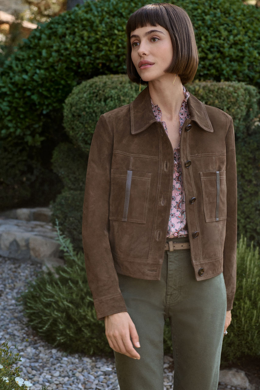 PATCH POCKET SUEDE CROPPED JACKET, , large image 4