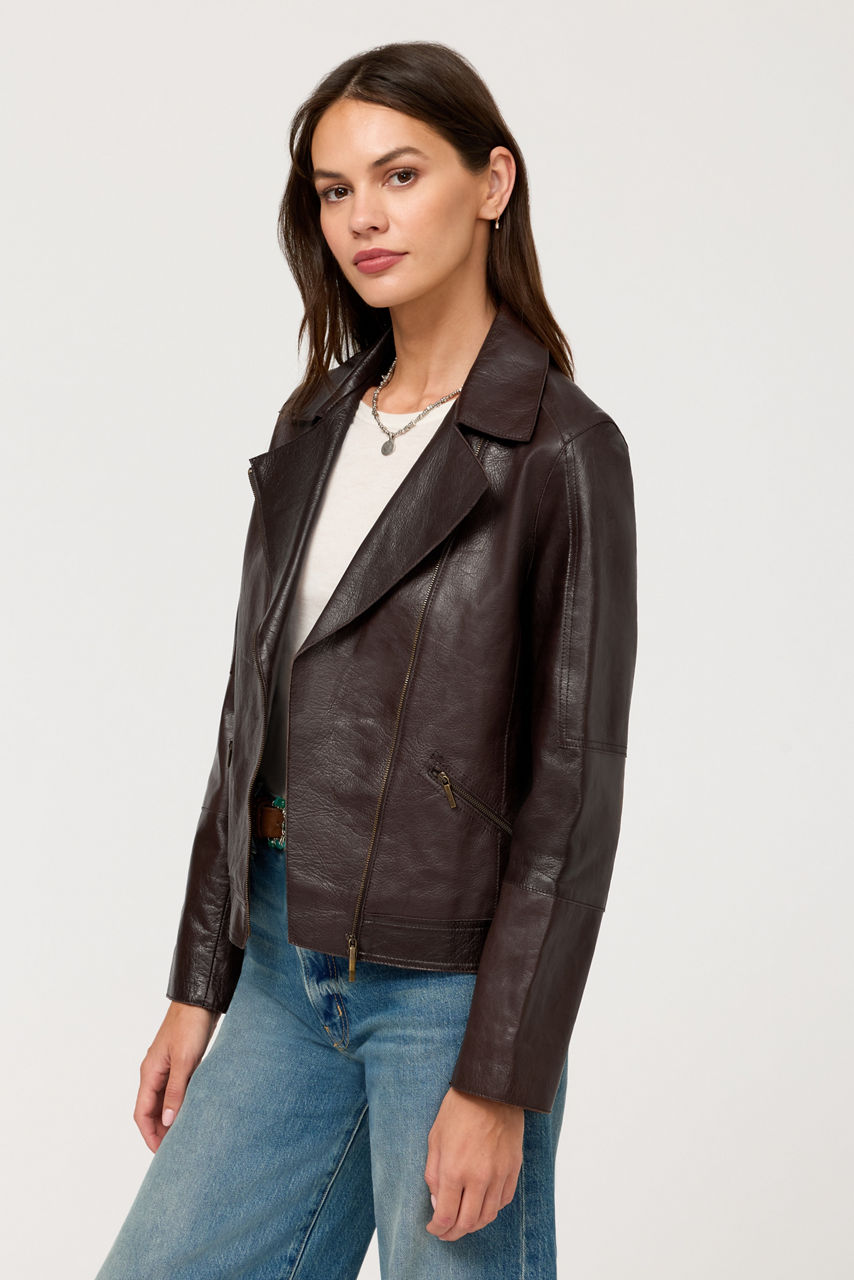 ZIPPER POCKET ITALIAN LEATHER BIKER JACKET, , large image 2