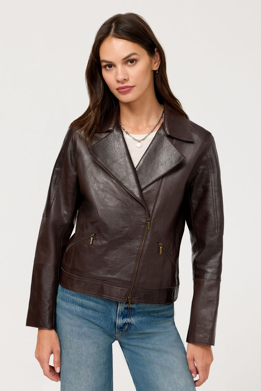 ZIPPER POCKET ITALIAN LEATHER BIKER JACKET, , large image 4