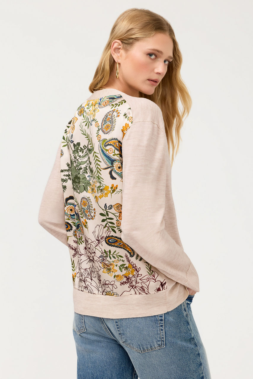 THE PRINTED KNIT V-NECK CARDIGAN, , large image 1