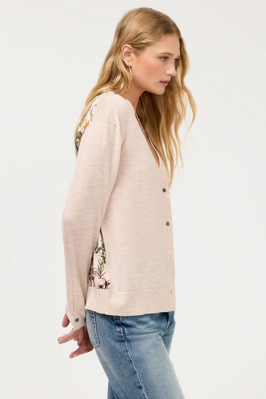 THE PRINTED KNIT V-NECK CARDIGAN, , large image 2