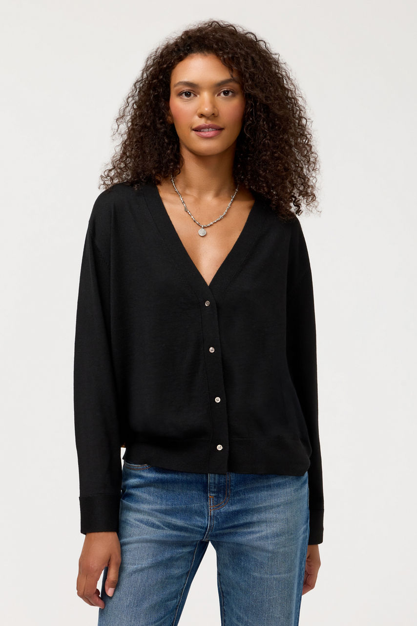 THE PRINTED KNIT V-NECK CARDIGAN, , large image 1
