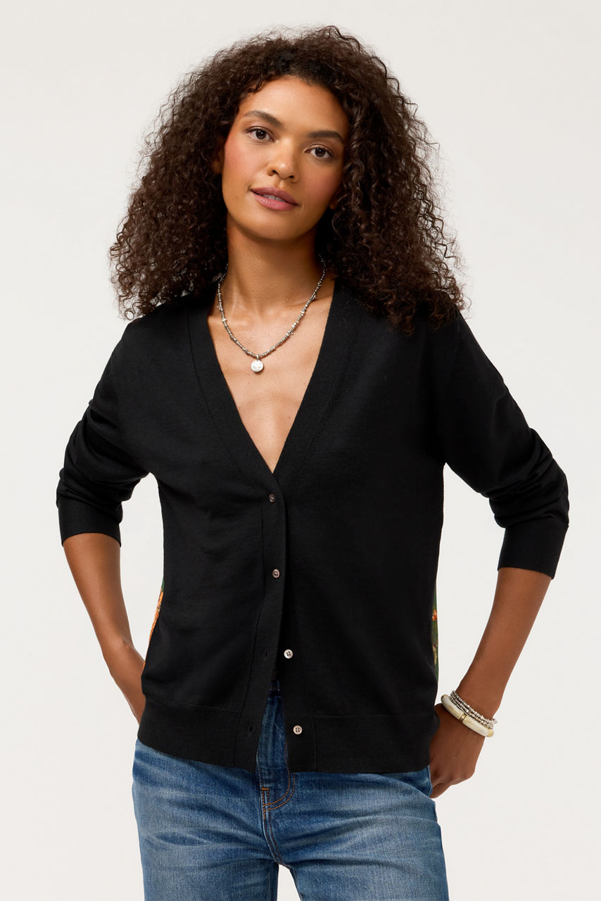 THE PRINTED KNIT V-NECK CARDIGAN, , large image 2