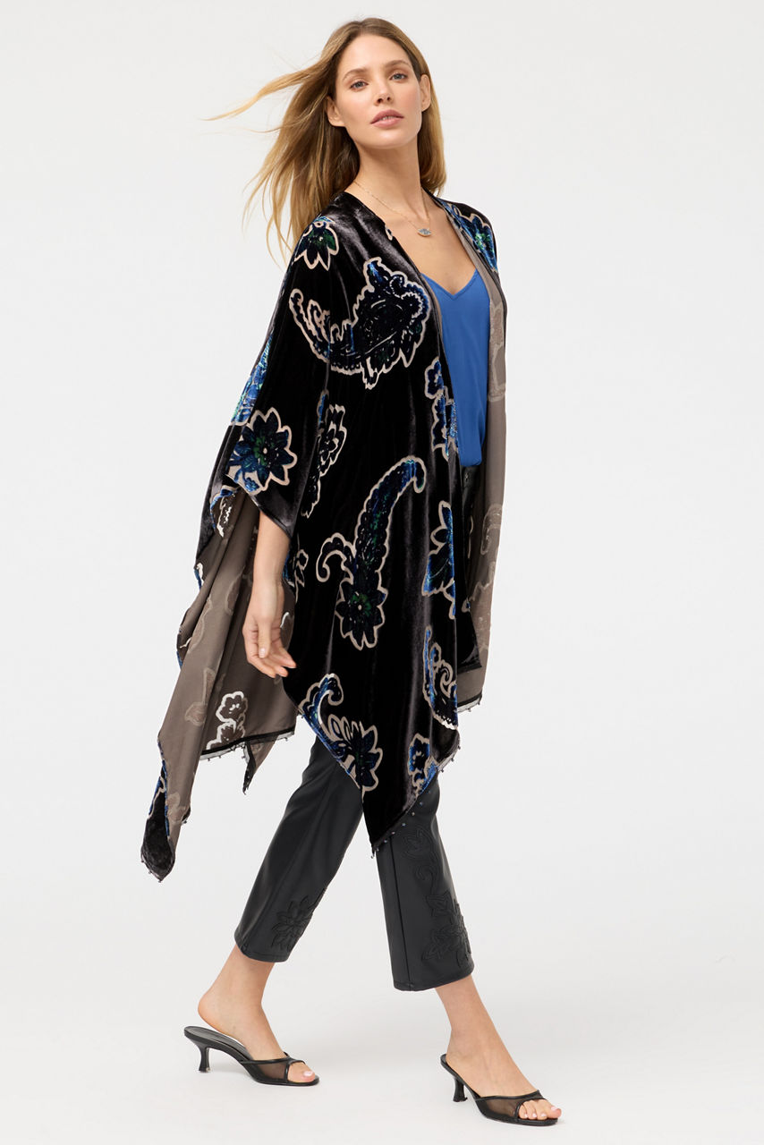 BURNOUT VELVET SHAWL, , large image 2