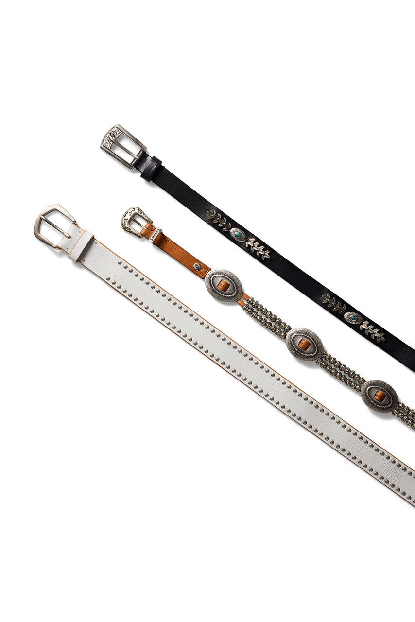 OVALE BEADED ITALIAN LEATHER BELT, , large image 3