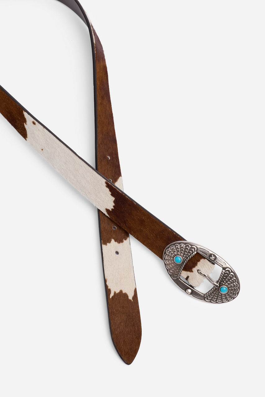 MACULATO ITALIAN CALF HAIR BELT, , large image 3