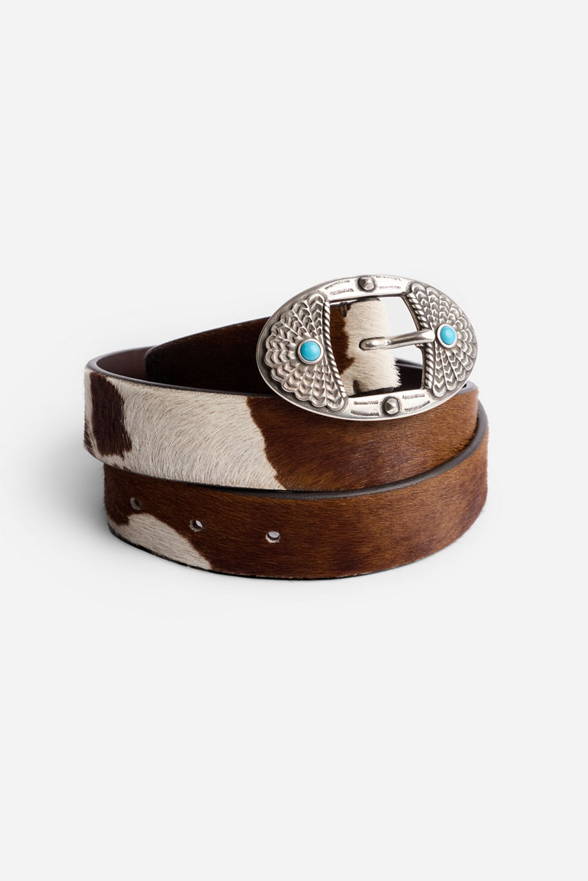 MACULATO ITALIAN CALF HAIR BELT, , large image 4
