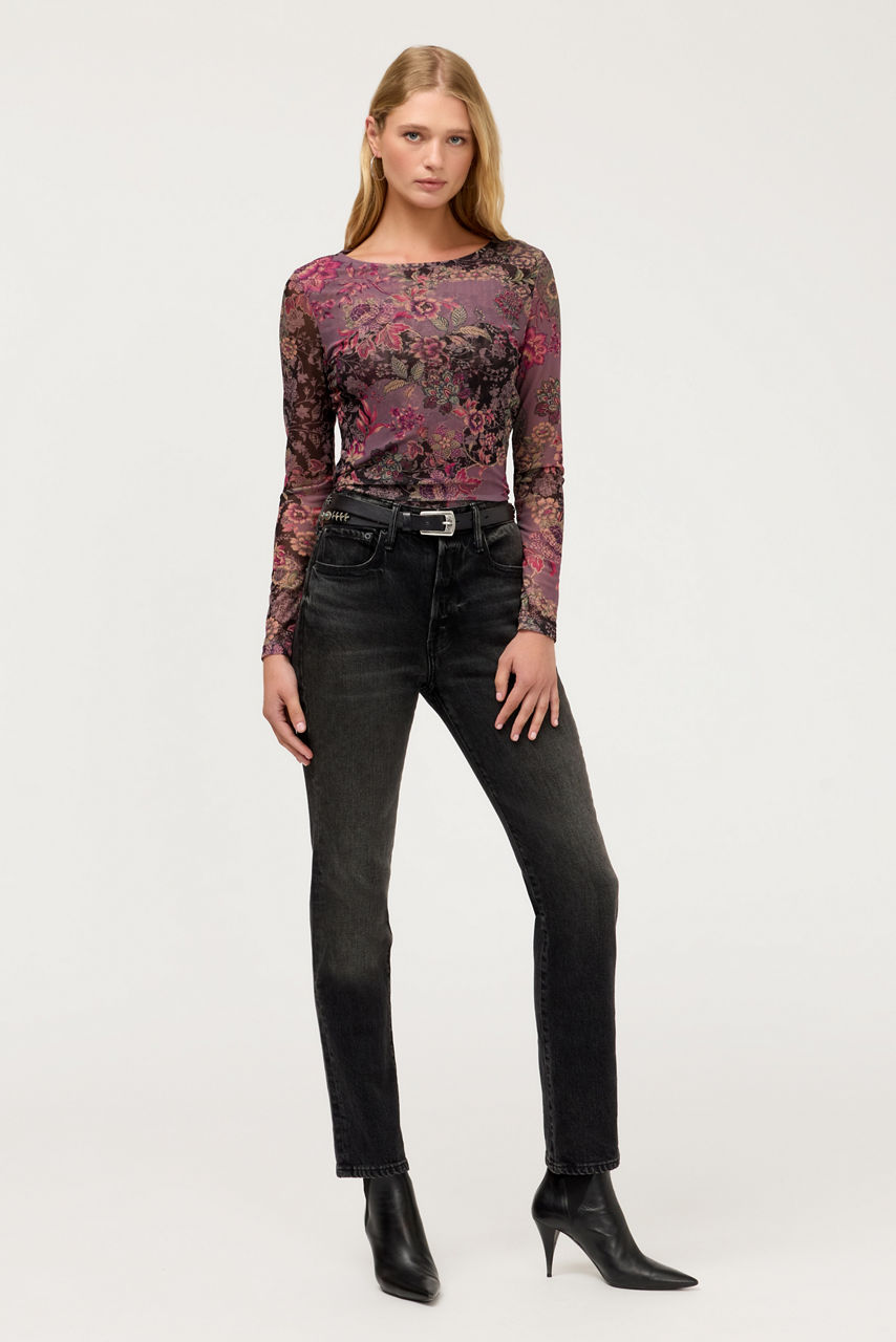 LONG SLEEVE BOAT NECK MESH TEE, , large image 3