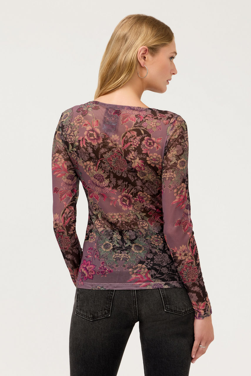 LONG SLEEVE BOAT NECK MESH TEE, , large image 4